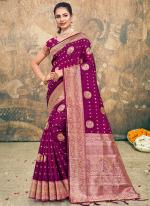 Silk Purple Traditional Wear Weaving Saree